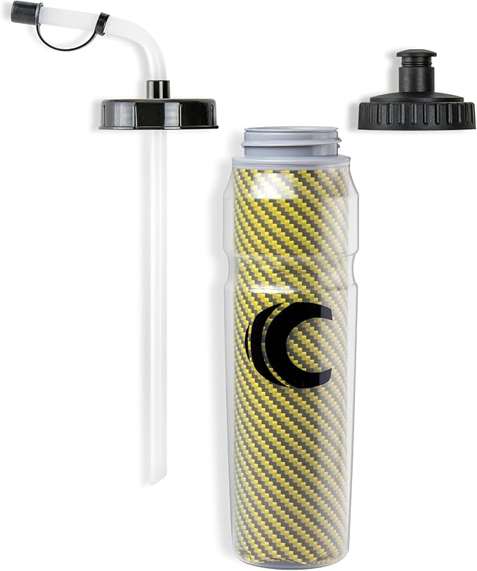 Cannon Sports 28oz Insulated Squeeze Water Bottle with Straw, Leak Proof Lids, 2 lids (Straw and Squeeze), Double Wall Insulation, Wide Mouth, BPA-Free (2 Pack) (Yellow)