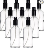 YIZHAO Clear Glass Spray Bottles 4oz, with Small Fine Mist Spray, Metal Cap, Refillable for Essential Oil,Travel,Cleaning,Perfume,Aromatherapy,Makeup – 9 Pcs