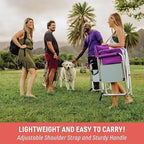 PICNIC TIME Sports Chair with Side Table, Outdoor Foldable Padded Adult Camping Chairs with Cup and Accessory Panel for Lawn, Beach, & Sports Use for Adults, up to 300-lbs Capacity, (Gray)