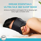 Dream Essentials Ultra Silk 360 Sleep Mask, Red Jacquard, All Natural Hypoallergenic Mulberry Silk, 2 Fully Adjustable Straps, Thin Profile mask Great for Side, Stomach or Back Sleepers