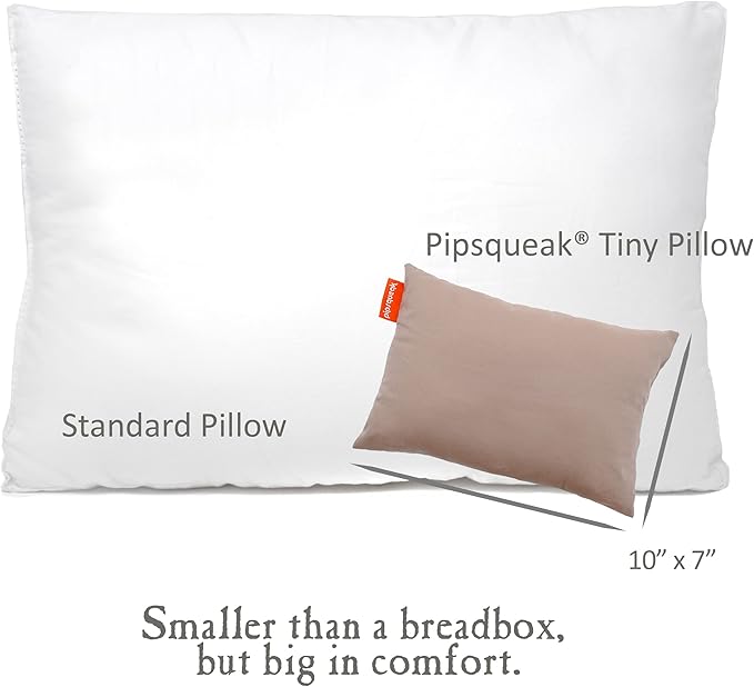 Pipsqueak Microfiber Pillow - Small, Mini, Tiny - 11 x 7 in - Perfect for Travel, Cars, Airplanes, Camping, Dogs, Toddlers, Kids, Lumbar, Knees and Neck - Ages 2 Yrs and Up