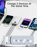 Portable Charger Built-in Cables and AC Wall Plug, 12000mAh power Bank, USB C 22.5W Fast charging Phone Charger ,Compact Lightweight External Battery Pack for iPhones, iPad, Samsung，Tablets, etc.