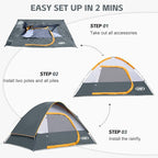 Camping Tent 4 Person, Waterproof Windproof Tent with Rainfly Easy Set up-Portable Dome Tents for Camping