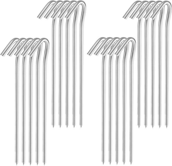 9" Tent Stakes, Heavy Duty Tarp Camping Stakes, Galvanized Metal Pegs for Outdoor Decorations, 20 PCS