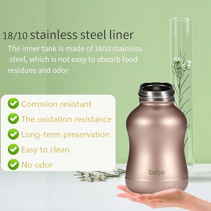 YOHKOH Mini Vacuum Insulated Water Bottle With Bamboo Lid - Stainless Steel Thermos Water Bottle for Women Girls Kids, Metal Sports Hot and Cold Water Bottle Leak-Proof BPA-Free (6.4oz,Gold)