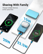 for Magsafe Portable Charger, Aluminum Alloy Small 10000mAh 20W PD Magnetic Power Bank, USB-C in&Out Wireless Battery Pack Phone Charger for iPhone 17/16/15/14/13/12 Plus Pro Max Series -Blue