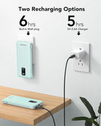 charmast Portable Charger with Built-in Cables and Plug, 10000mAh USB C Power Bank Fast Charging, External Battery Pack Slim, Travel Essentials Compatible with iPhones, Samsung Galaxy, iPad