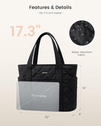 LOVEVOOK Puffer Tote Bag for Women, Puffy Work Handbag, Travel Shoulder Carry On Bag with Zipper for Teacher Nurse Gym