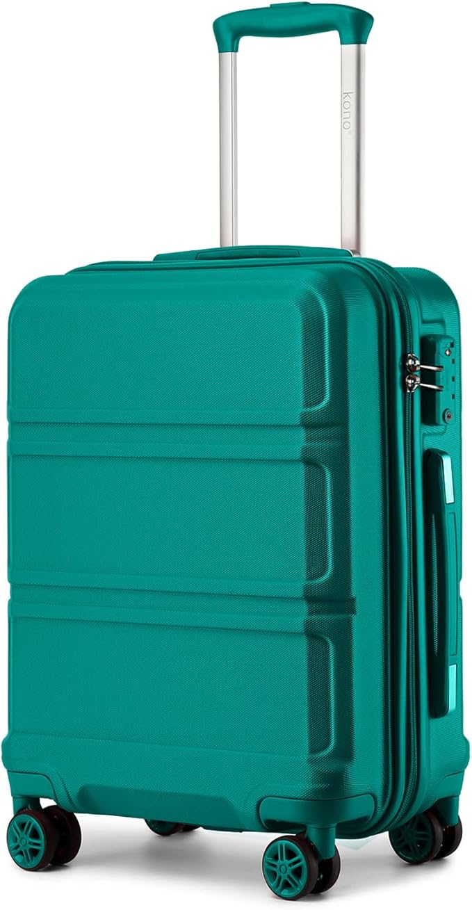 Kono 20'' Carry on Luggage Lightweight with Spinner Wheel TSA Lock Hardside Luggage Durable Small Carry on Suitcase Turquoise
