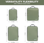 BAGAIL 4 Set/6 Set/8 Set Compression Packing Cubes Travel Accessories Expandable Packing Organizers (Cloth Pattern, 4-Matcha Green)