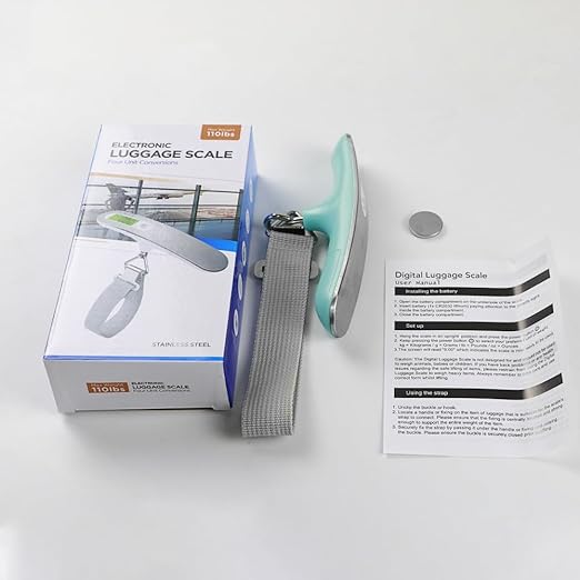 Portable Electronic Handheld Scale with Stainless Steel Surface, High-Precision Luggage Scale, 50kg Scale for Fishing, Travel and Home Use(White)