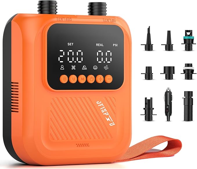 Paddle Board Pump, 20PSI High Pressure SUP Pump with Auto-Off, Dual Stage Inflation & Deflation for Stand Up Paddle Boards, Boat, Tent, Mattress