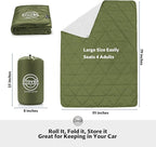 STOVER Outdoor Waterproof Fleece Travel Blanket for Camping, Picnics, Stadiums, Sports, The Beach– Warm, Windproof, Compact, Lightweight & Sand-Resistant (Olive Green)