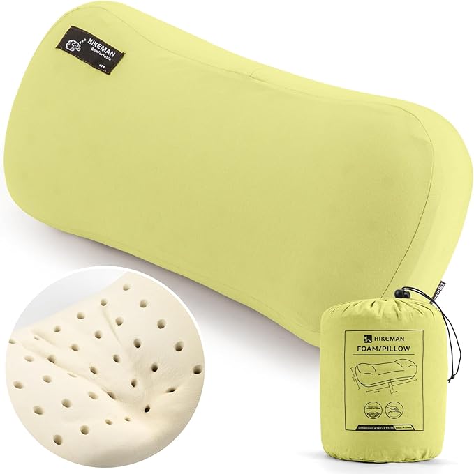 HIKEMAN Camping Memory Foam Pillow - Ultralight Washable Camping Essentials Backpacking Travel Pillow for Outdoor Camp, Sport, Airplanes, Hiking(Matcha Green)