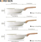 Nonstick Ceramic Frying Pan Set, 3 Piece Ceramic Skillet Set, Healthy Non Toxic Cooking Pan, Stay-Cool Handle, Induction Compatible, PFOA & PFAS Free, White(9.5, 11, 12.5 Inch)