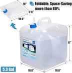 INNO STAGE 2 PACK Collapsible Water Container 5.3 Gallon with Spigot, Camping Water Storage Carrier Jug for Outdoors Hiking, Foldable Portable Water Canteen