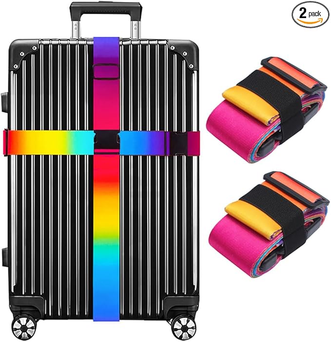 Luggage Straps for Suitcases TSA Approved Easy Pack Organized Suitcase Strap, Luggage Strap, Luggage Belt Strap, Bag Straps for Luggage. Buckle Straps Travel Accessories (Colorful)