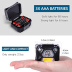 KunHe Pack 2 Red Light LED Headlamps Flashlights Headlight Bright Head Lamp for Adults Night Vision and Outdoor Camping