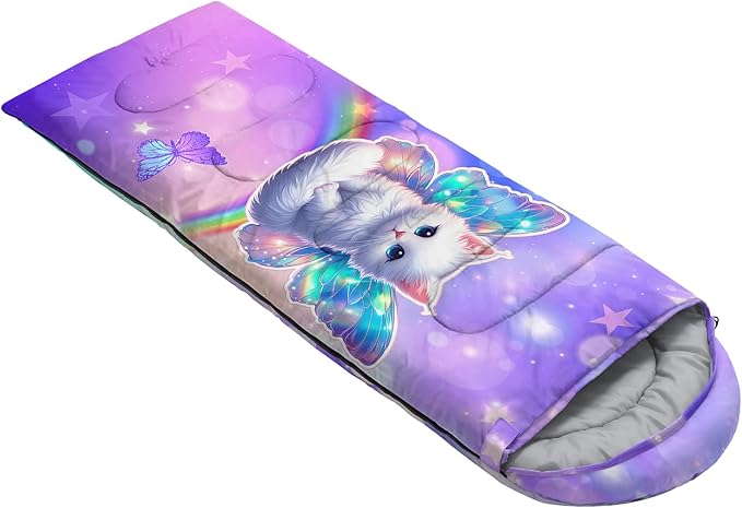 QOOMO Animals Camping Sleeping Bags,3 Season Warm & Cool Weather,Lightweight,Waterproof Sleeping Bags for Adults & Kids,Traveling,and Outdoors,Camping Gear Equipment