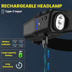 Headlamp Rechargeable 3Pack, 230° Wide Beam LED Headlamp, 7Mode Headlamps for Adults, Head Lamp with Motion Sensor, Red Light Head Lamps LED Rechargeable, Head Lights for Forehead Running Camping