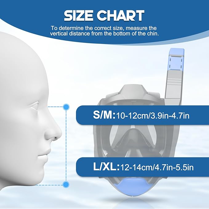 Supertrip Full Face Snorkel Mask Adults, Snorkeling Gear for Adults with Shorten Breathing Distance, Snorkel Mask for 180°Panoramic View Camera Mount Advanced Breathing System, Anti-Fog Anti-Leak