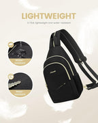 LOVEVOOK Sling Bag for Women, Sling Backpack Crossbody Bag Convertible, Small Diaper Bag Hiking Daypacks Water-resistant, Travel Shoulder Bag Chest Bag, All Polyester Black