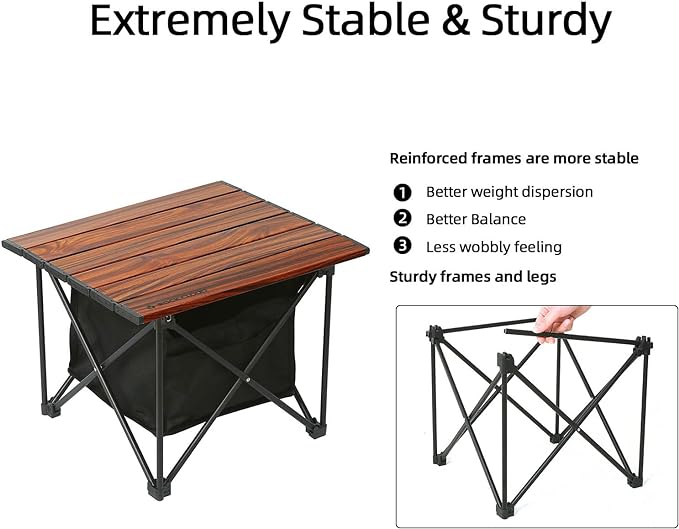 ROCK CLOUD Portable Camping Table Ultralight Aluminum Camp Table Folding Compact Beach Table with Storage Bag for Camping Hiking Backpacking Outdoor Picnic(Reinforced Frame-Small)