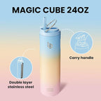 BOTTLE BOTTLE Insulated Water Bottle 24oz with Straw Lid and Handle for Sports Travel Gym Stainless Steel Water Bottles Double-Wall Vacuum Metal Leak Proof BPA-Free