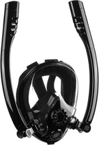 Adult Full Face Snorkel Mask, Waterproof Dual Breathing Tubes, Patented Design, Breathing Through The Nose, Professional Snorkeling Gear for Vacation, Mountable Action Camera