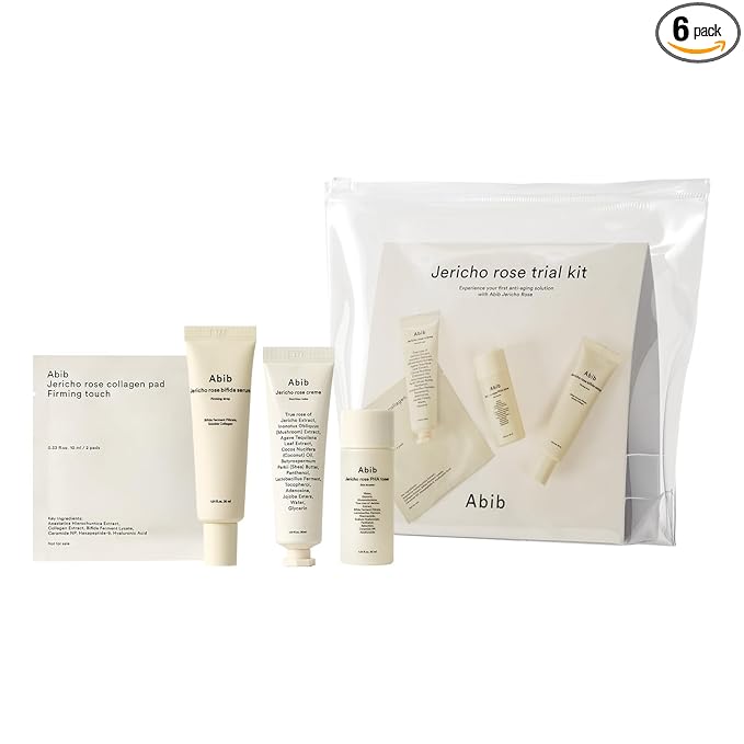 Abib Jericho Trial Kit, Travel Kit | Korean Skincare, Toner Pads, Cream, Serum, Travel Essentials, Gift Set, Beige