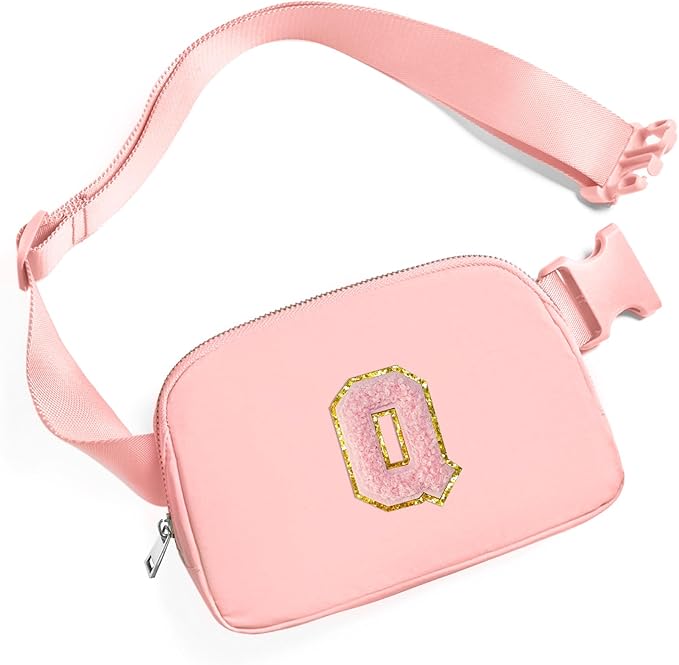 Gitus Customizable Gifts for Girls Age 6-8 8-10 Belt Bag Fanny Pack with Initial for Girls Birthday Gifts for Teenager Girls Teen Girl Gifts Trendy Stuff （Light Pink-Q）