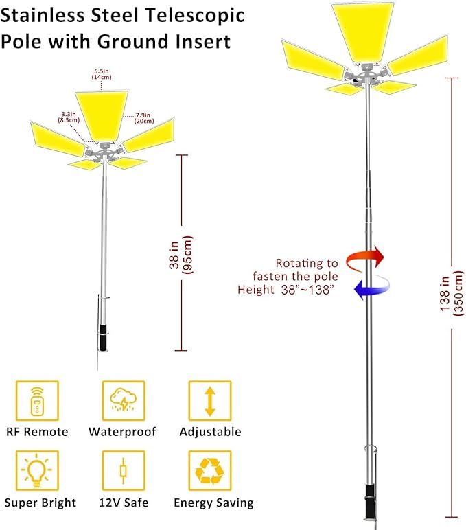 CONPEX 25000lm Led Camping Lights, CampingTelescoping Cord Led, Portable Waterproof Camp Light for Fishing/Backyard BBQ/Construction Mechanics/Jobsite(110W 12V)