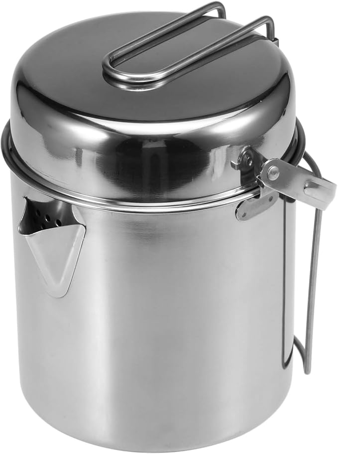 Lixada Camping Pot Stainless Steel Lightweight Kettle Bottle Cup or Pot with Foldable Handle and Dual Use Cover for Camping Hiking Backpacking Picnic