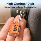 SURE LOCK TSA Approved Luggage Lock – 3-Digit Resettable Combination Padlock with Open Alert Red Dot, Large Easy-Read Dials for Suitcases, Backpacks, Gym & School Lockers(Orange 4 pk)