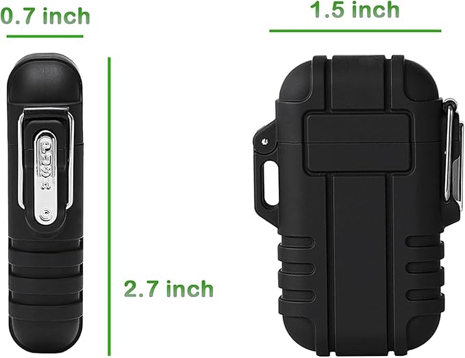 2 Pack Waterproof Lighter Outdoor Windproof Torch Lighters Dual Arc Butane Electric Lighters USB Rechargeable Lighters Flameless Plasma Lighter Camping Hiking Adventure Survival Tactical Gear