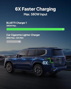 BLUETTI Charger 1, 560W Alternator Charger, Fast DC-DC Charging for Portable Power Stations, 6X Faster Than Car Cigarette Lighter, Compatible with 95% Solar Generator, Perfect for Road Trips, RVing