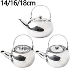 Stainless Steel Tea Kettle, Heat Resistant Handle Stovetop Camping Coffee Pot Water Bottle with Built in Filter for Tea and Beverage Brewing(16cm)