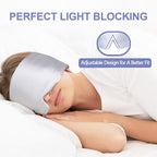 Mulberry Silk Sleep Mask for Women Men, Blackout Eye Mask for Sleeping for Side and Back Sleepers with Adjustable Wide Band, Comfortable Soft Pressureless Eye Cover for Sleeping in Large Size