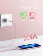 iPhone Charger 6FT 2Pack, Lightning Cable [Apple MFi Certified] iPhone Fast Charging Cord Compatible with iPhone 14/13/12/11 Pro Max/XS MAX/XR/8/7/Plus/6S/6/SE/5S/iPad (Pink)