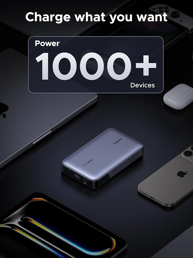 UGREEN 20000mAh 100W Power Bank, Nexode Portable Charger USB C 3-Port PD Fast Charging Battery Pack Digital Display for iPhone 17/16, MacBook, iPad, Galaxy S24 Ultra, Steam Deck, Dell XPS and More