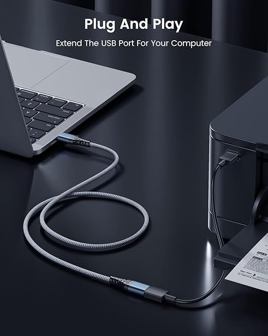 ANDTOBO 6.6FT USB Extension Cable, USB 3.0 Type A Male to Female Extender Cables High-Speed Data Transfer 5Gbps Compatible with Gamepad, Printer, Webcam, USB Keyboard, Flash Drive, Hard Drive
