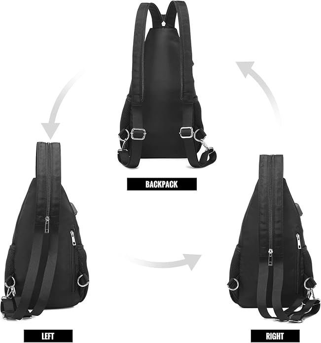 LOVEVOOK Sling Bag for Women Casual Daypack Nylon Crossbody Sling Backpack Travel Shoulder Bag Hiking Daypack