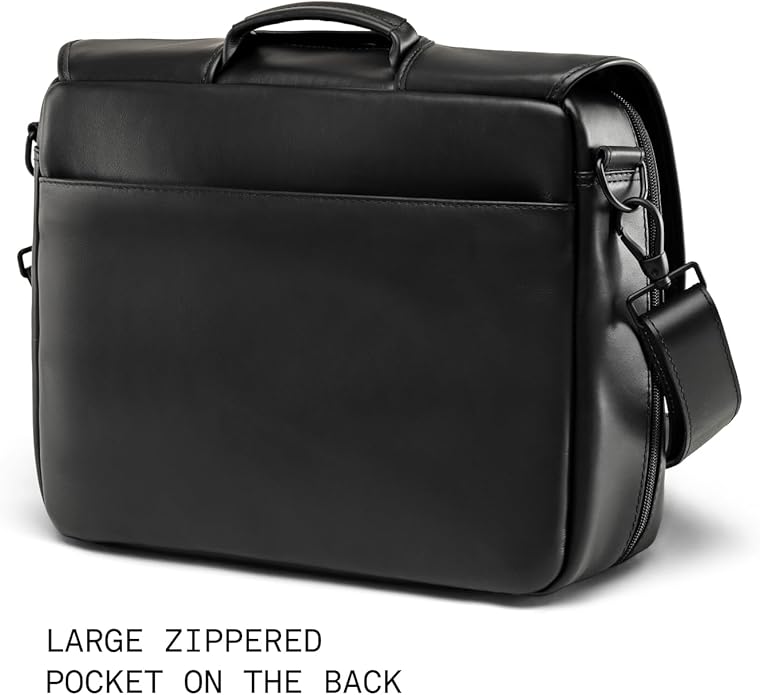 Nordweg Workday Briefcase NW053B – Full-Grain Leather Laptop Bag 15.6" – Office Shoulder Messenger for Work, Study, Travel