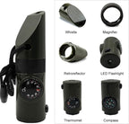 2 Pack Emergency Survival Whistle, 3-in-1 Emergency Whistles with Compass and Thermometer, Loud Safety Whistle with Lanyard for Outdoor Hiking