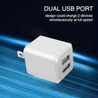 USB Wall Charger, Dual Port Cube Power Adapter Charger Plug Block Charging Box, Dual Port Wall Fast Charging Adapter, Compatible for i Phone 14 13 12 11，Grayish White