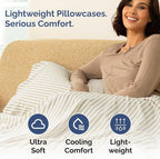 Pillowcases - Ultra Soft Hotel Quality Pillowcase Covers - Comfy, Cozy & Wrinkle Free - Shrinkage and Fade Resistant - Machine Washable Pillow Protectors - (Queen, Beige Stripes 2, 4 Piece Set)