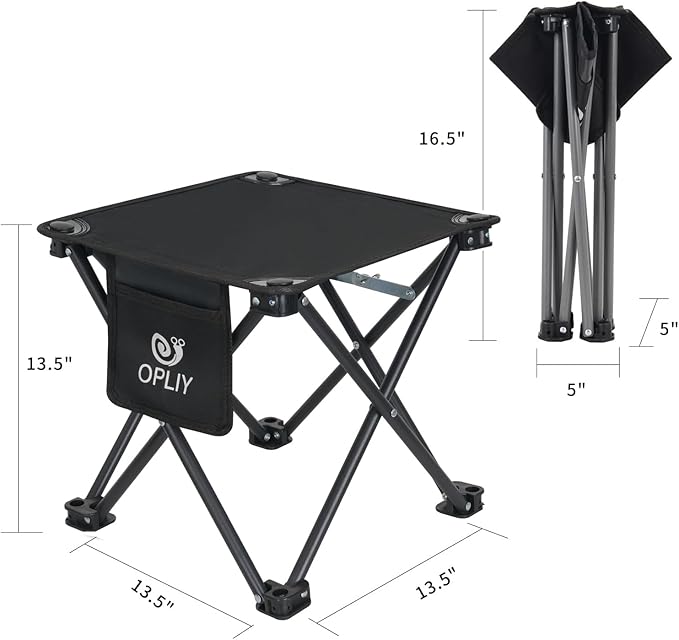 Opliy Camping Stool Upgrade Foot Stool for Camping Fishing Hiking Gardening and Beach, Camping Seat with Carry Bag (Black)