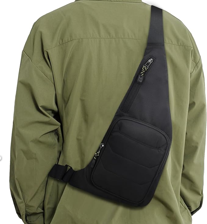 Peicees Sling Bag for Men Women Shoulder Bag Backpack Strap Pockets Chest Bag for Running Hiking Camping Exercise Outdoor