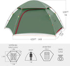 KAZOO Waterproof Backpacking Tent Ultralight 1/2 Person Lightweight Camping Tents 1/2 People Hiking Tents Aluminum Frame Double Layer