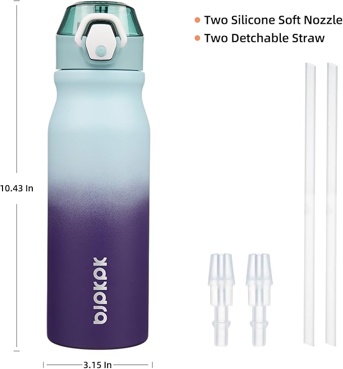 BJPKPK Stainless Steel Insulated Water Bottle With Straw Lid 25oz Reusable Metal Thermo Bottles Keep Cold And Hot,Ocean Dream